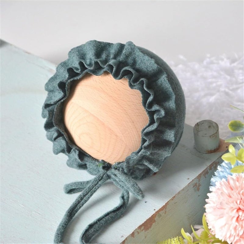 Brown Baby Photography Hat Soft Spandex Lace Rope Tied Newborn Photoshoot - Image 4
